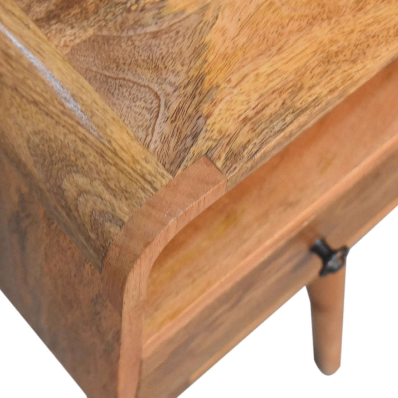Ashpinoke:Mini Oak-ish Curved Bedside with Open Slot-Bedsides-Artisan