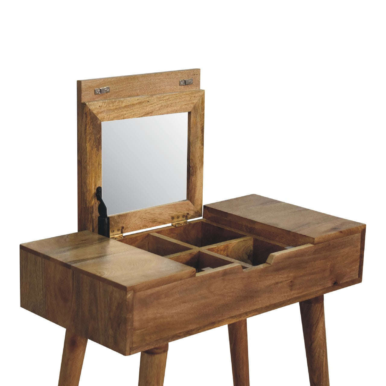 Ashpinoke:Mini Oak-ish Dressing Table with Foldable Mirror-Dressers-Artisan