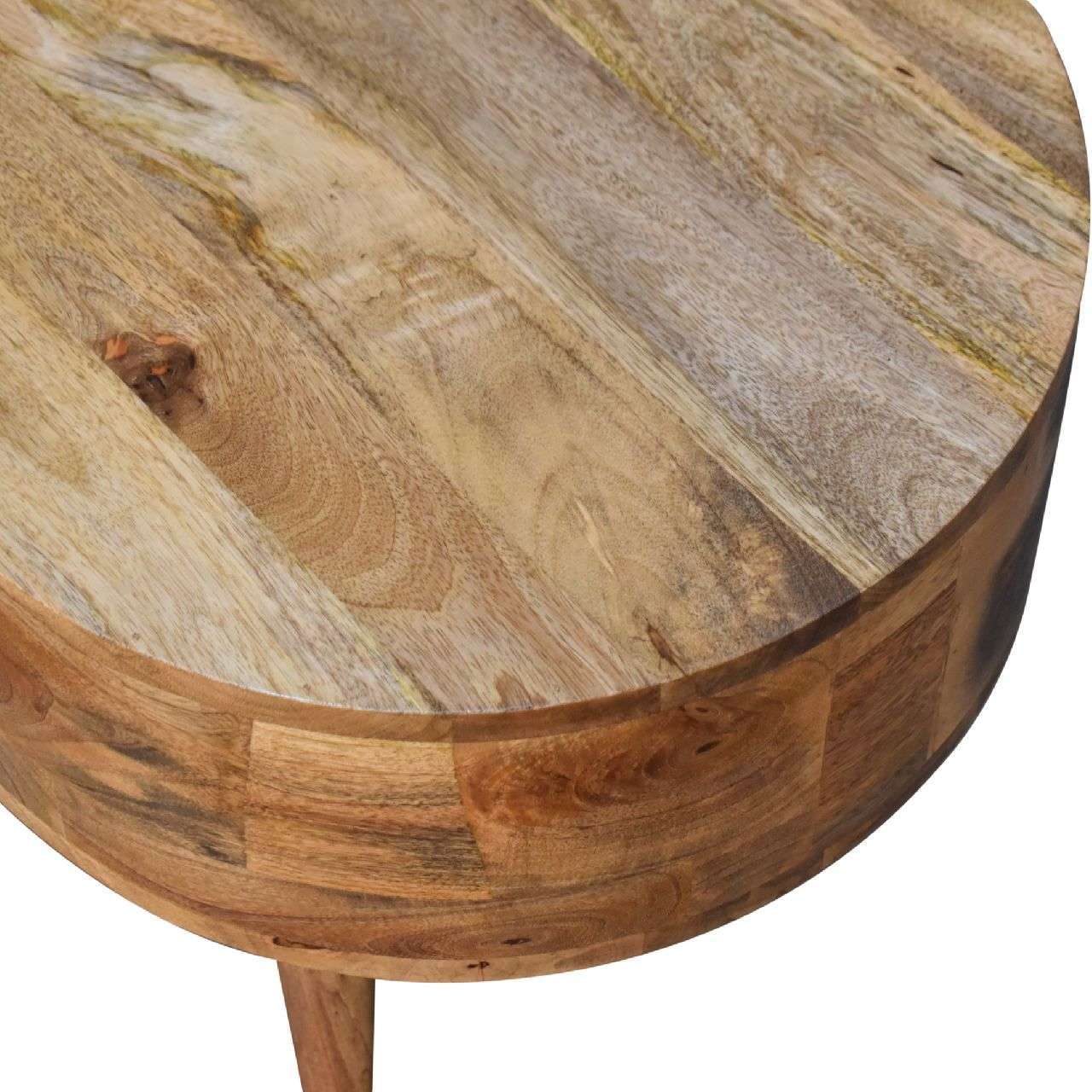 Ashpinoke:Mini Oak-ish Rounded Coffee Table-Coffee Tables-Artisan