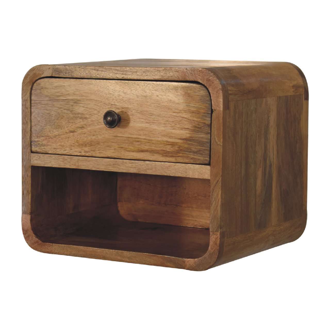 Ashpinoke:Mini Oak-ish Wall Mounted Bedside with Open Slot-Bedsides-Artisan