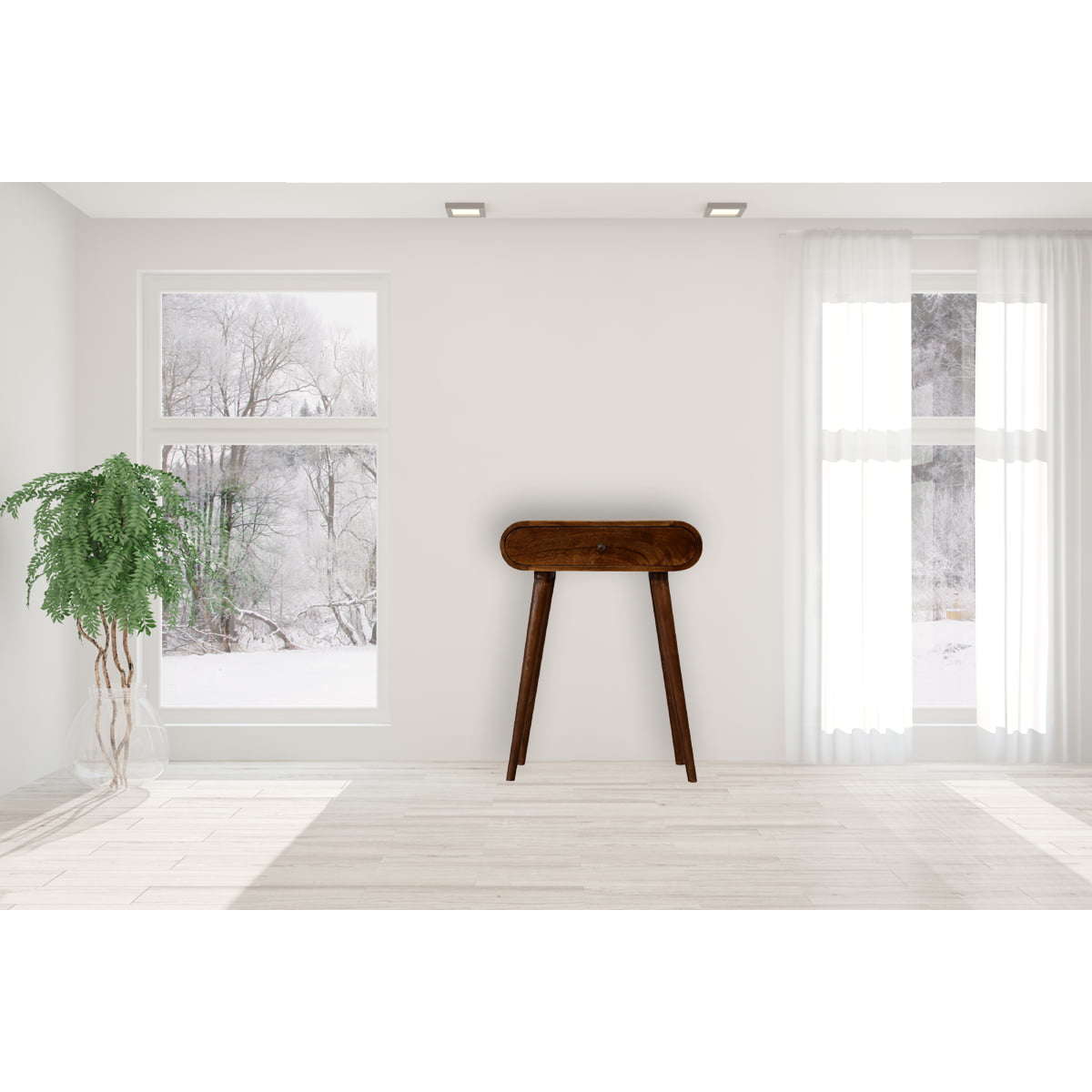 Ashpinoke:Mini Rounded Mini Chestnut Console Table-Console and Hall Tables-Artisan