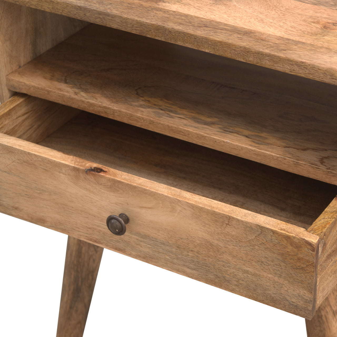Ashpinoke:Modern Solid Wood Bedside with Open Slot-Bedsides-Artisan