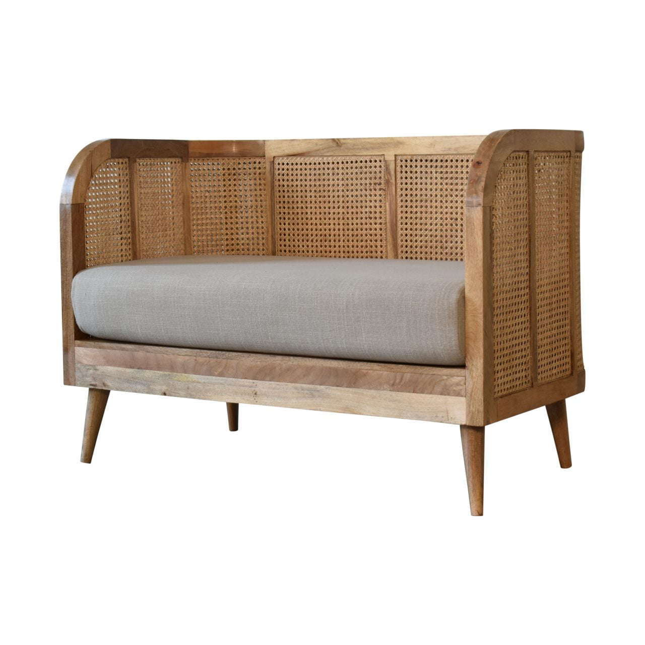 Ashpinoke:Mud Linen Rattan Sofa-Sofas-Artisan