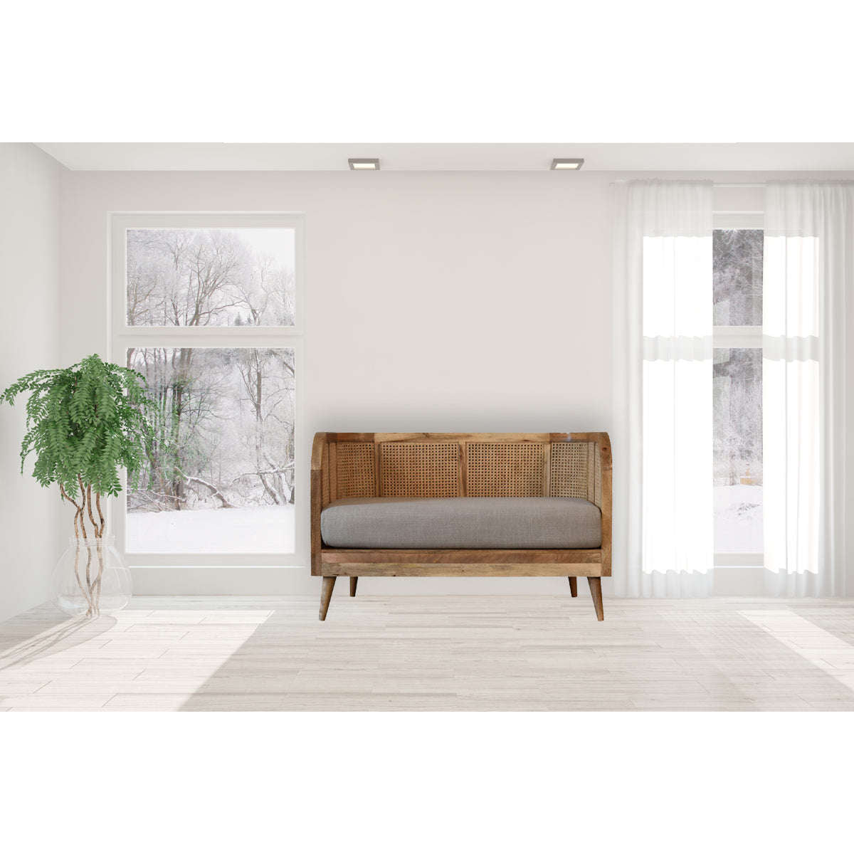 Ashpinoke:Mud Linen Rattan Sofa-Sofas-Artisan