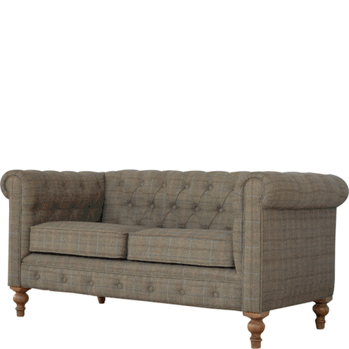 Ashpinoke:Multi Tweed 2 Seater Chesterfield Sofa-Sofas-Artisan