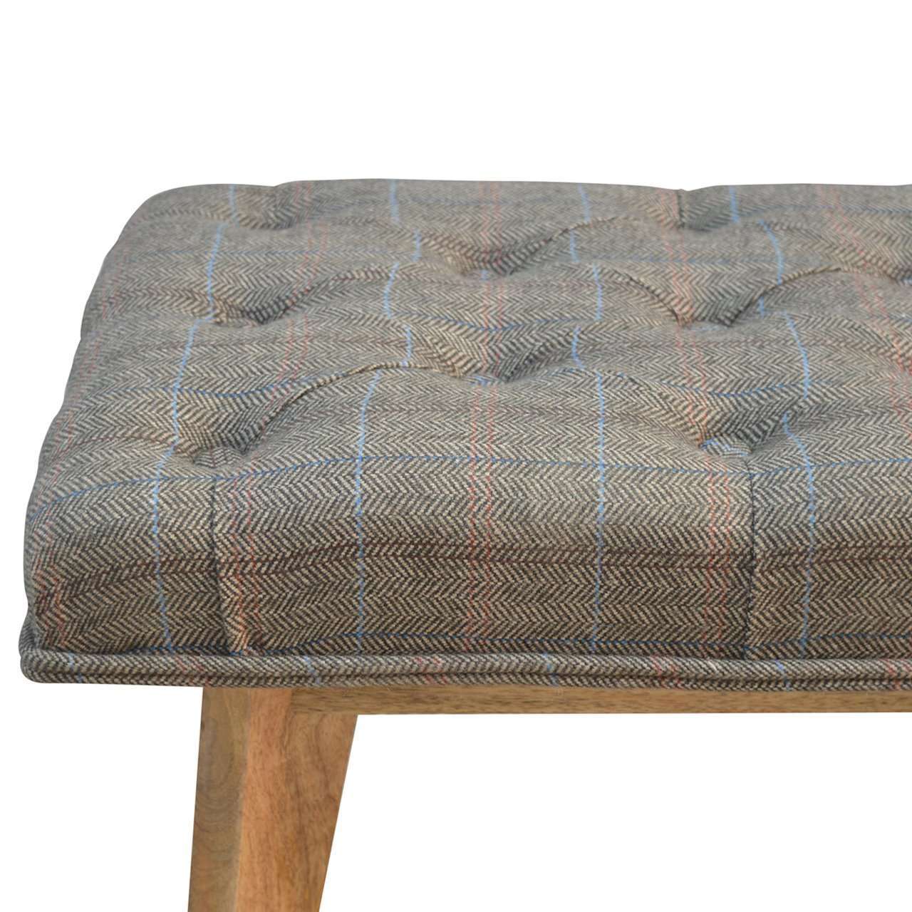 Ashpinoke:Multi Tweed Deep Button Hallway Bench-Benches-Artisan