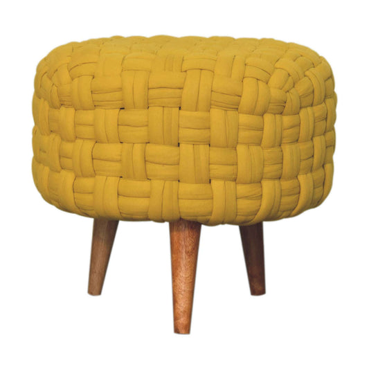 Ashpinoke:Mustard Tube Footstool-Footstools-Artisan