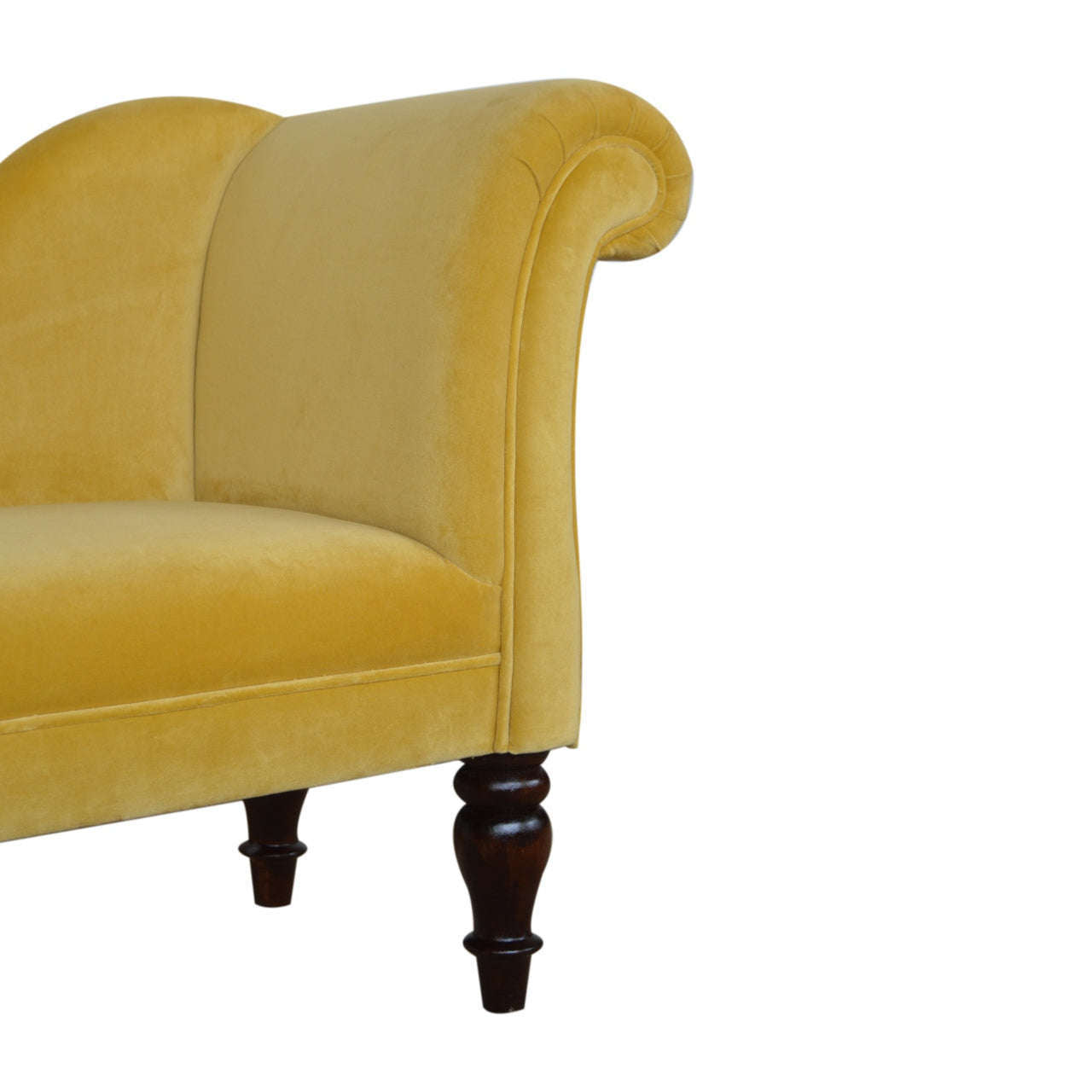 Ashpinoke:Mustard Velvet Chaise-Sofas-Artisan