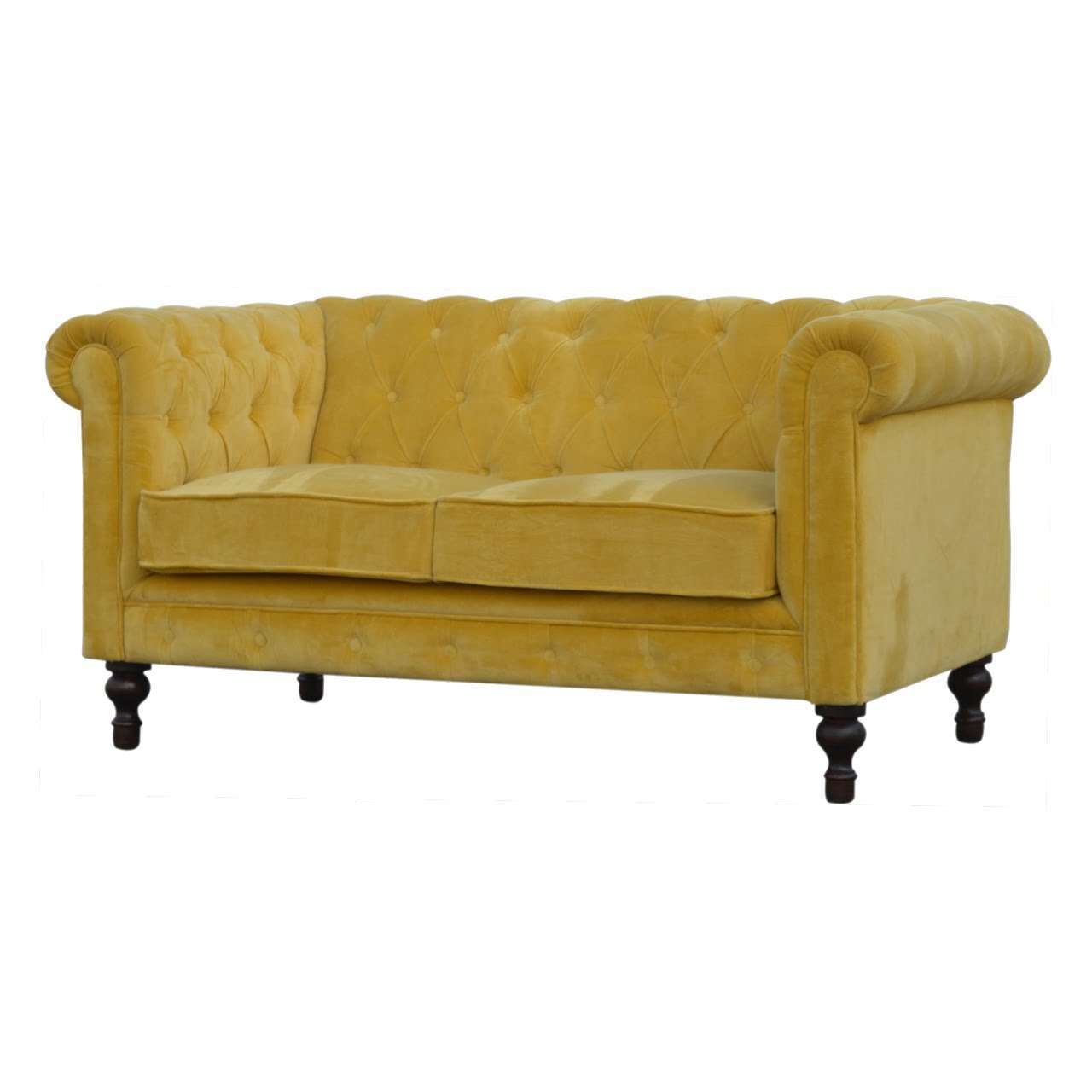 Ashpinoke:Mustard Velvet Chesterfield Sofa-Sofas-Artisan