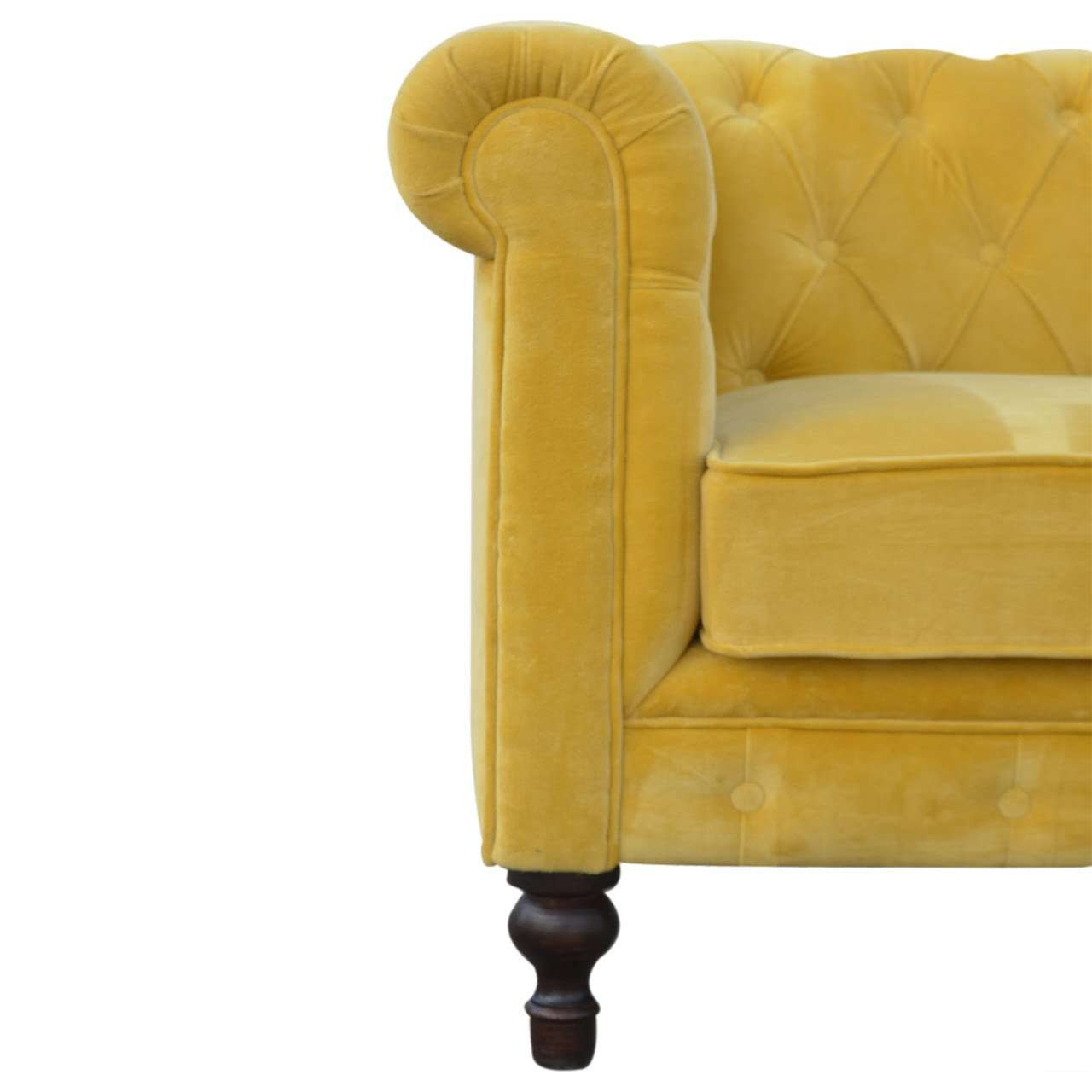 Ashpinoke:Mustard Velvet Chesterfield Sofa-Sofas-Artisan