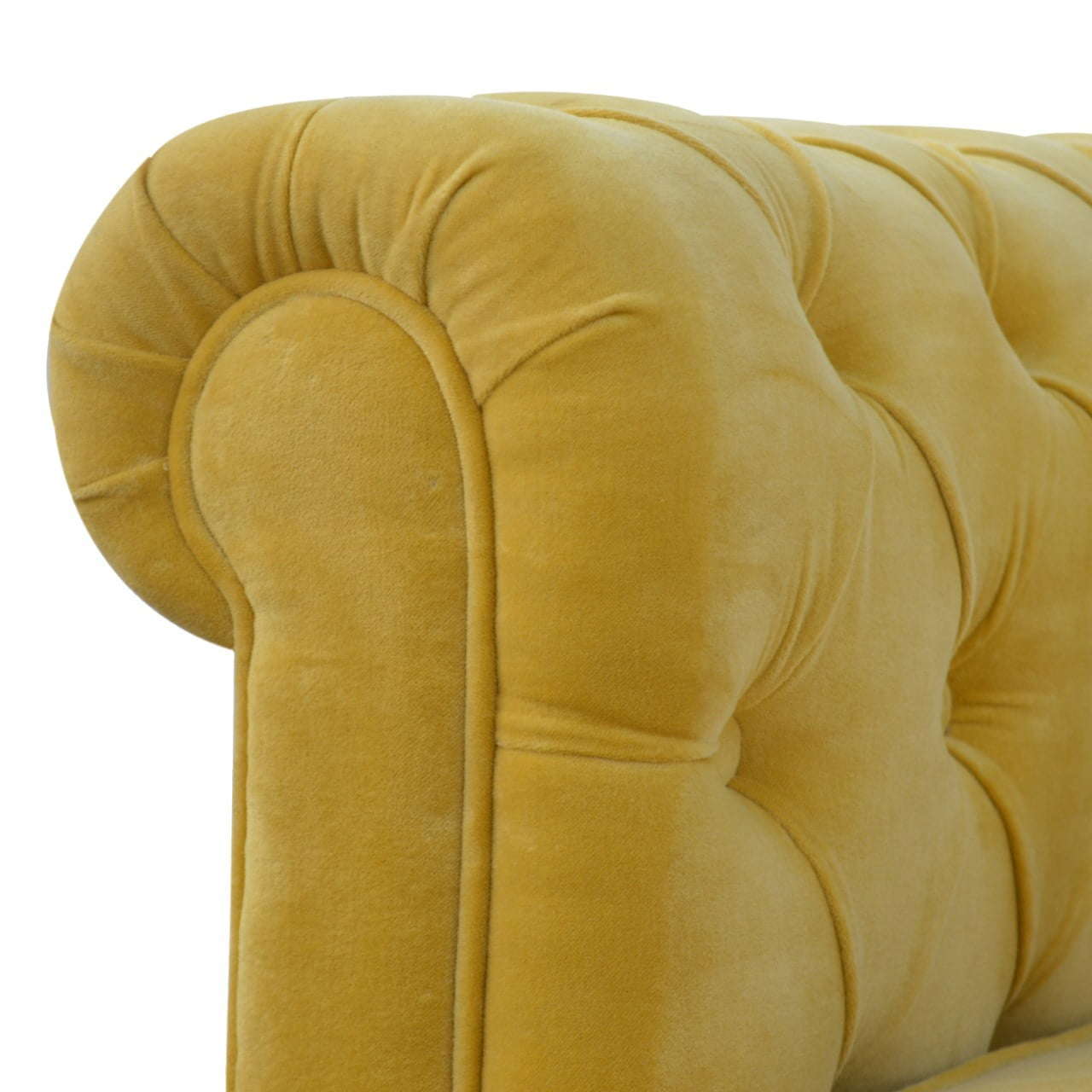 Ashpinoke:Mustard Velvet Chesterfield Sofa-Sofas-Artisan