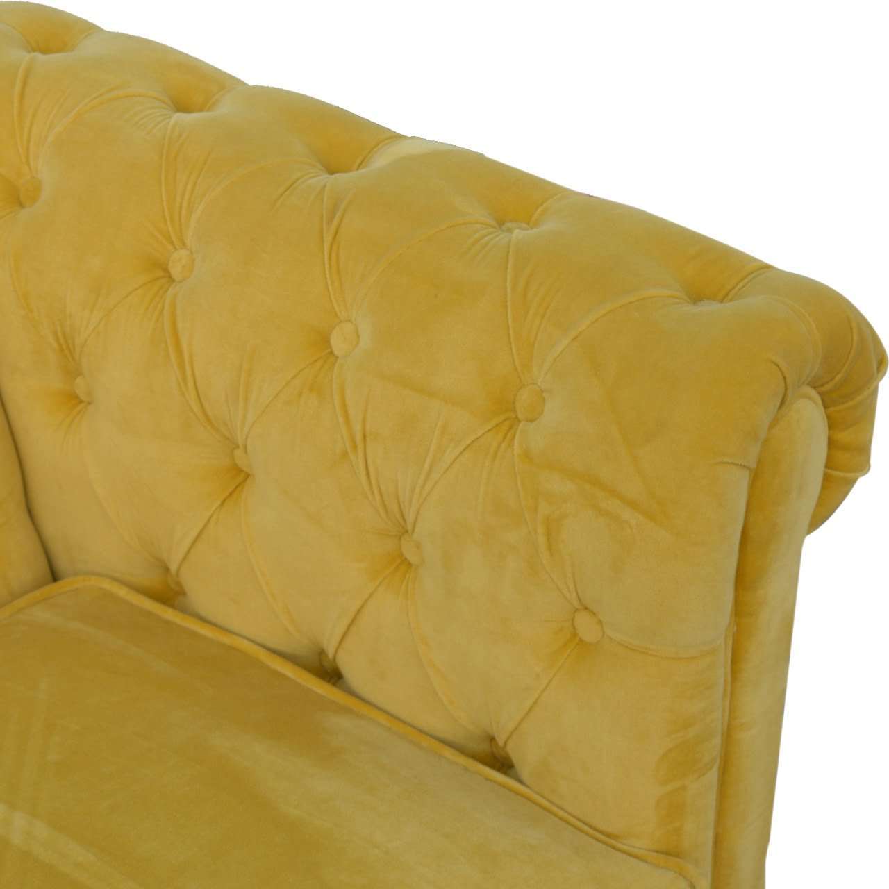 Ashpinoke:Mustard Velvet Chesterfield Sofa-Sofas-Artisan