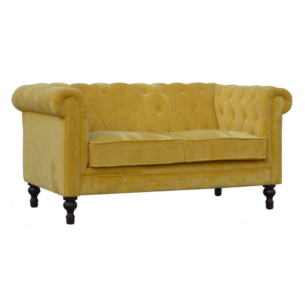 Ashpinoke:Mustard Velvet Chesterfield Sofa-Sofas-Artisan