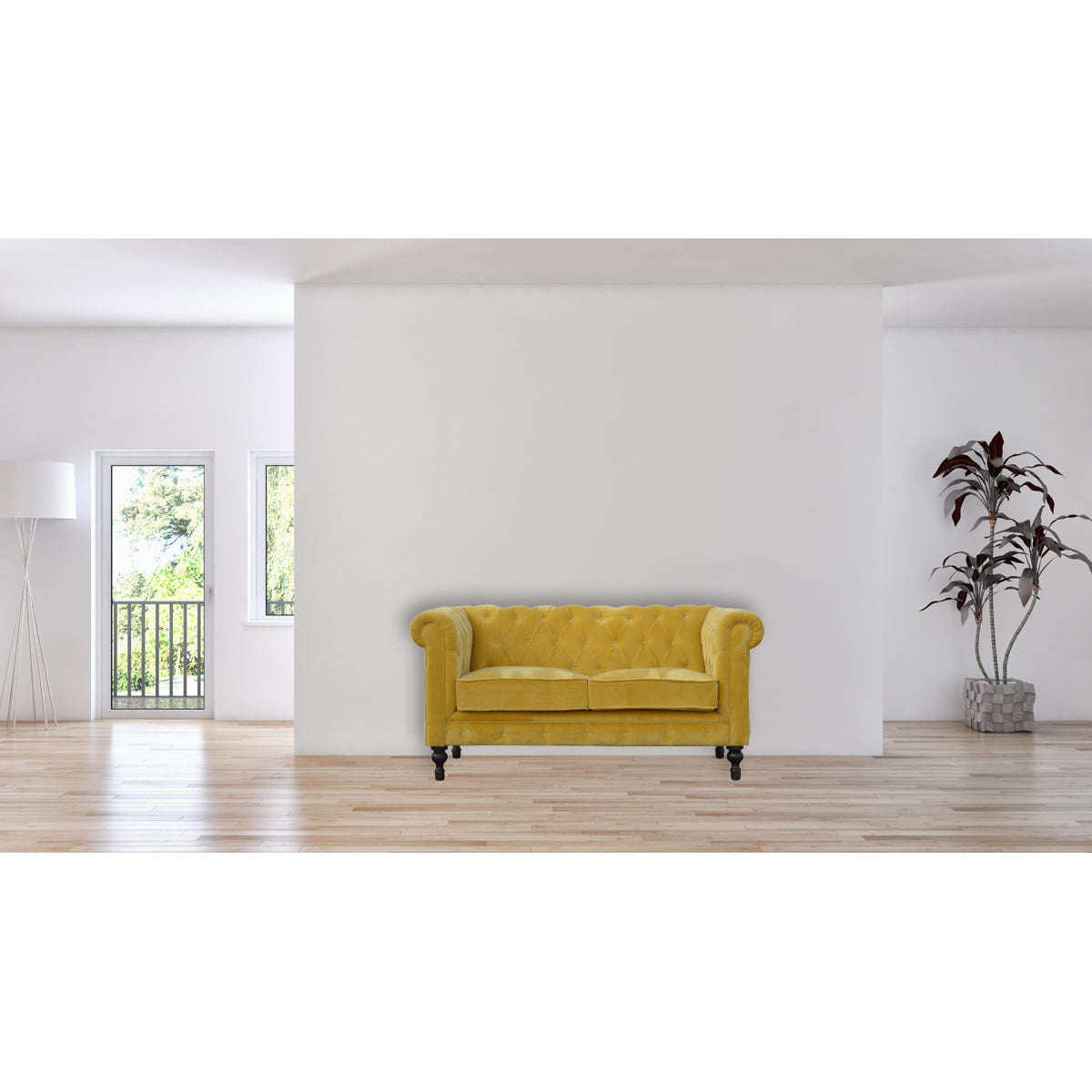 Ashpinoke:Mustard Velvet Chesterfield Sofa-Sofas-Artisan