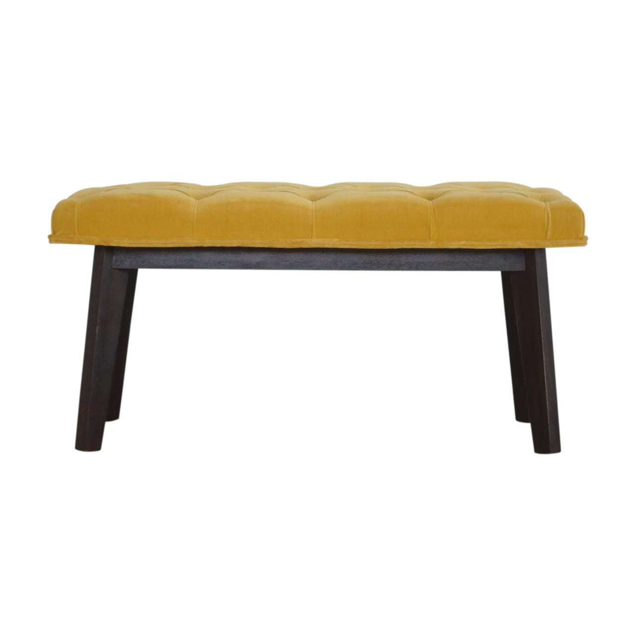 Ashpinoke:Mustard Velvet Hallway Bench-Benches-Artisan