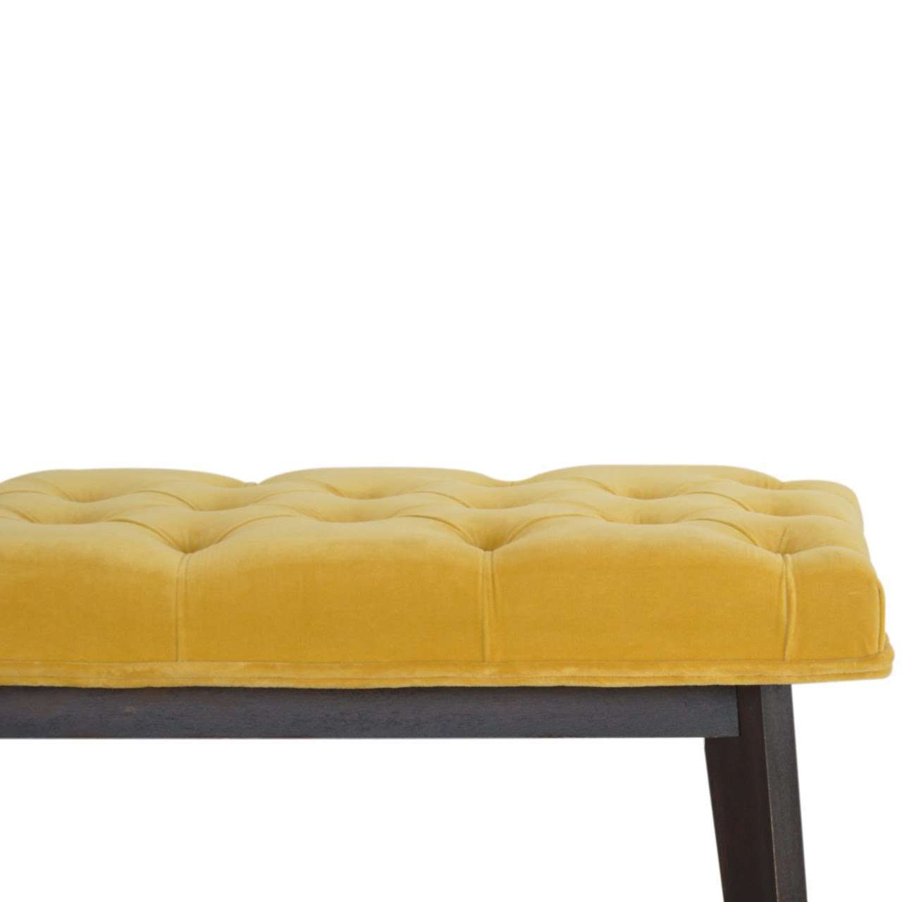 Ashpinoke:Mustard Velvet Hallway Bench-Benches-Artisan