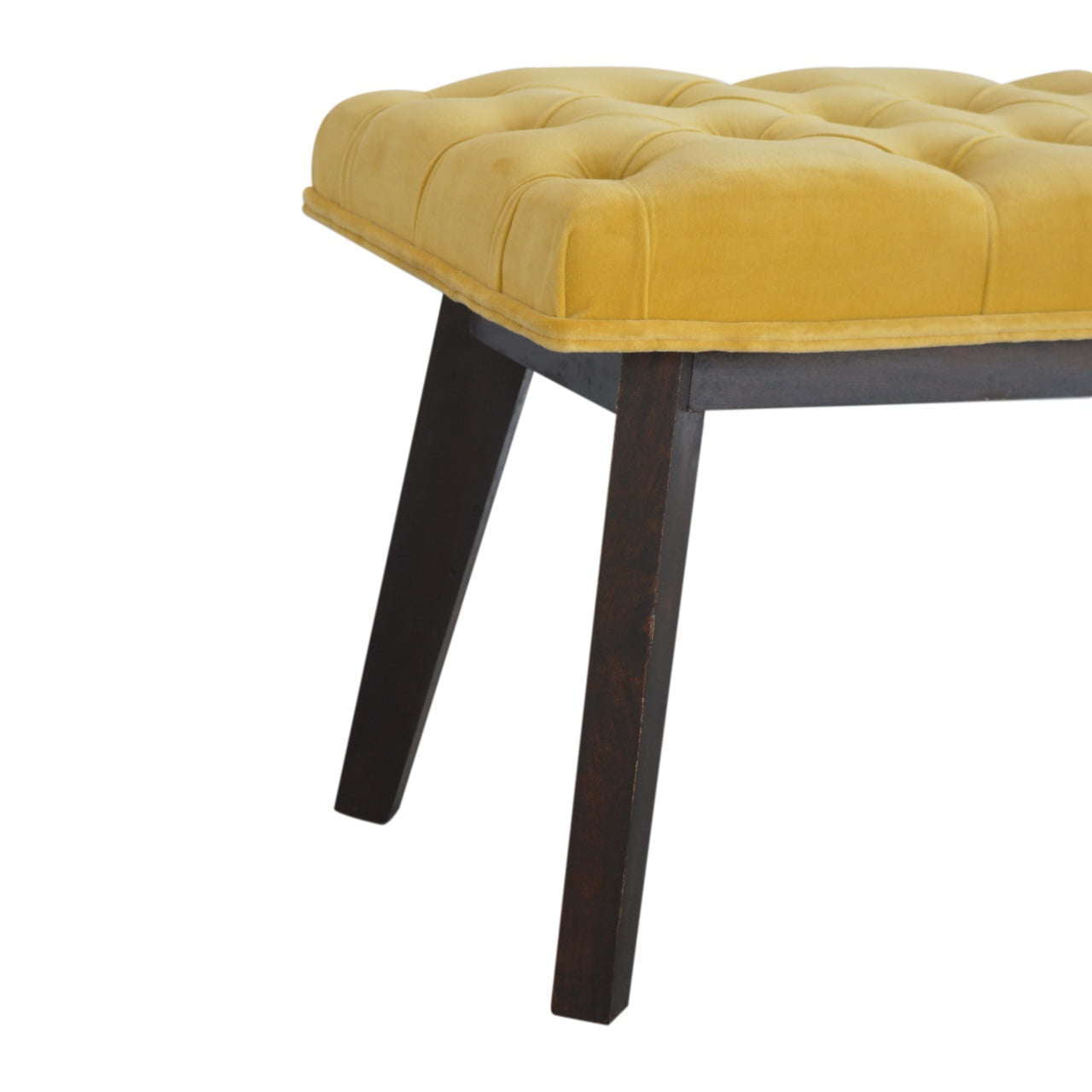 Ashpinoke:Mustard Velvet Hallway Bench-Benches-Artisan