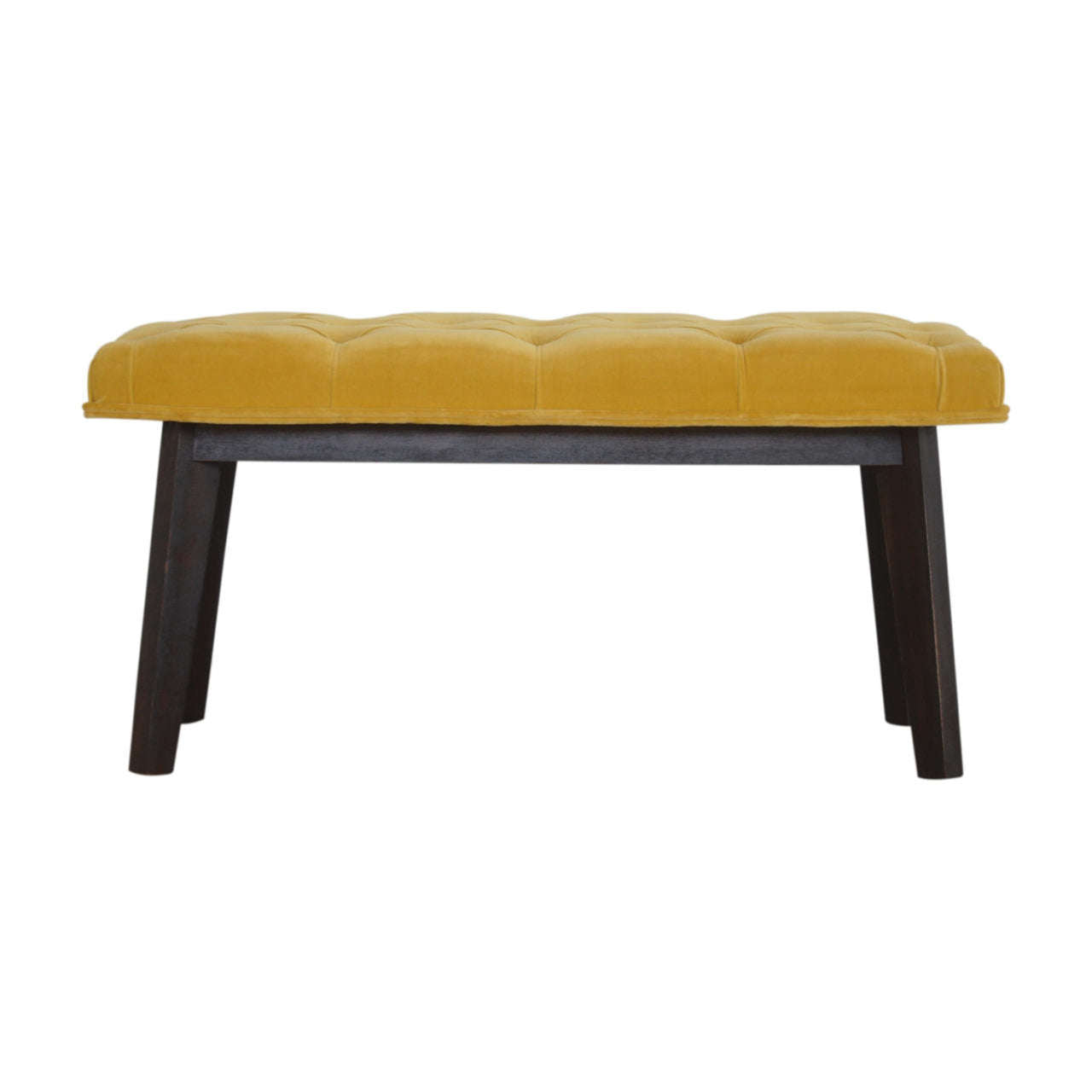 Ashpinoke:Mustard Velvet Hallway Bench-Benches-Artisan