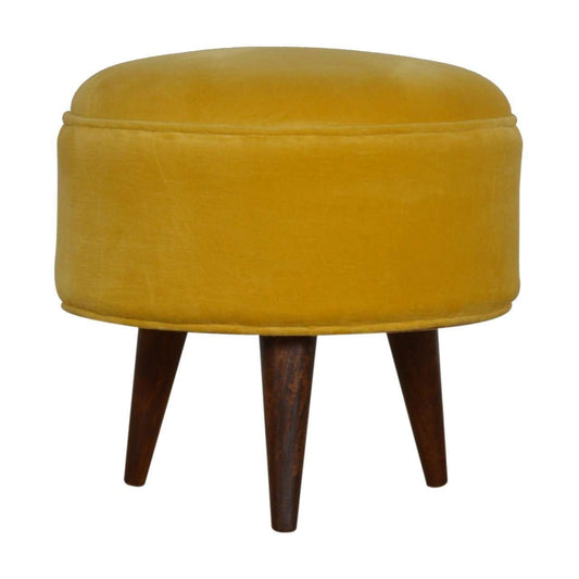Ashpinoke:Mustard Velvet Nordic Style Footstool-Footstools-Artisan