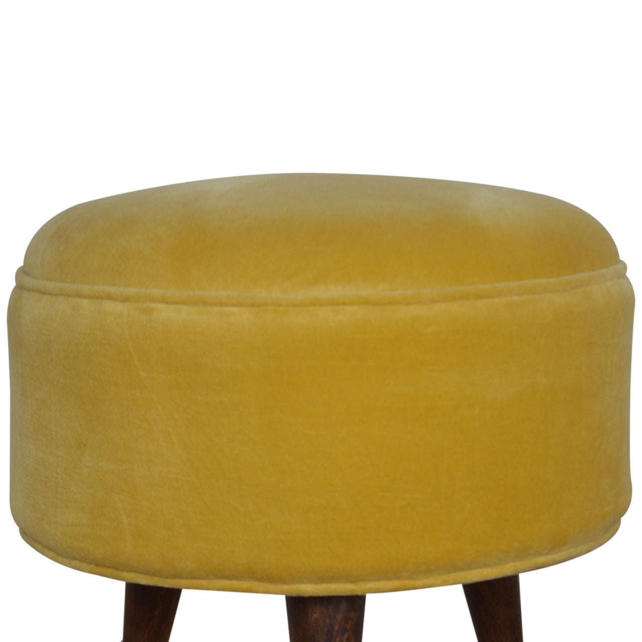 Ashpinoke:Mustard Velvet Nordic Style Footstool-Footstools-Artisan