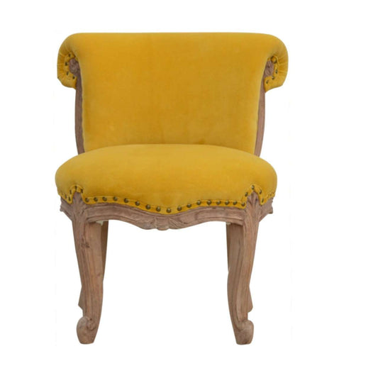 Ashpinoke:Mustard Velvet Studded Chair-Chairs-Artisan
