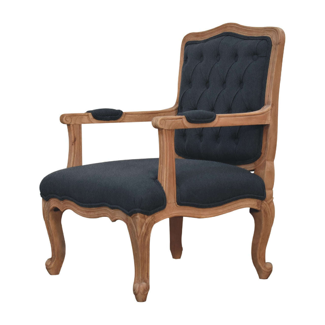 Ashpinoke:Navy Blue Linen French Style Chair-Chairs-Artisan