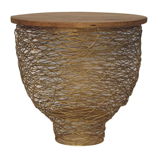 Ashpinoke:Netted Metal Side Table-End Tables-Artisan