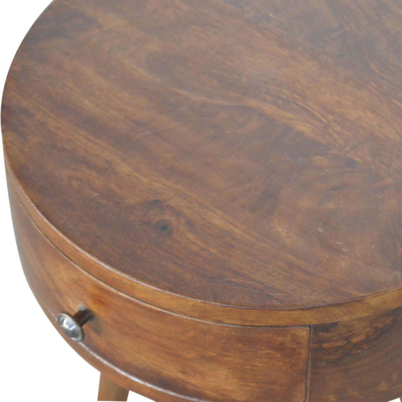 Ashpinoke:Nordic Chestnut Circular Shaped Bedside-Bedsides-Artisan