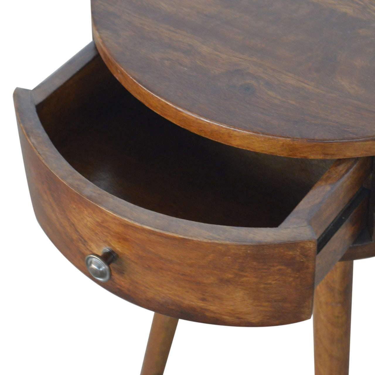 Ashpinoke:Nordic Chestnut Circular Shaped Bedside-Bedsides-Artisan