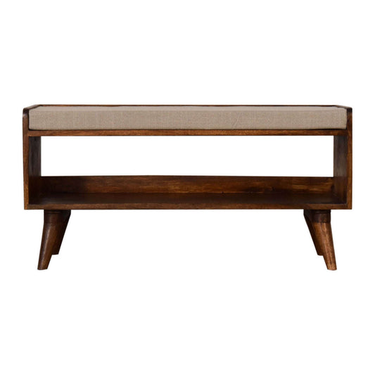 Ashpinoke:Nordic Chestnut Finish Storage Bench with Seat Pad-Benches-Artisan