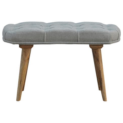 Ashpinoke:Nordic Style Bench with Deep Buttoned Grey Tweed Top-Benches-Artisan