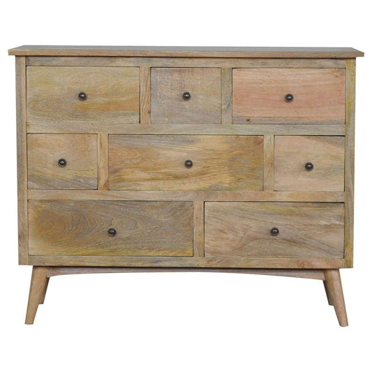 Ashpinoke:Oak-ish Solid Wood 8 Drawer Chest-Chests and Drawers-Artisan