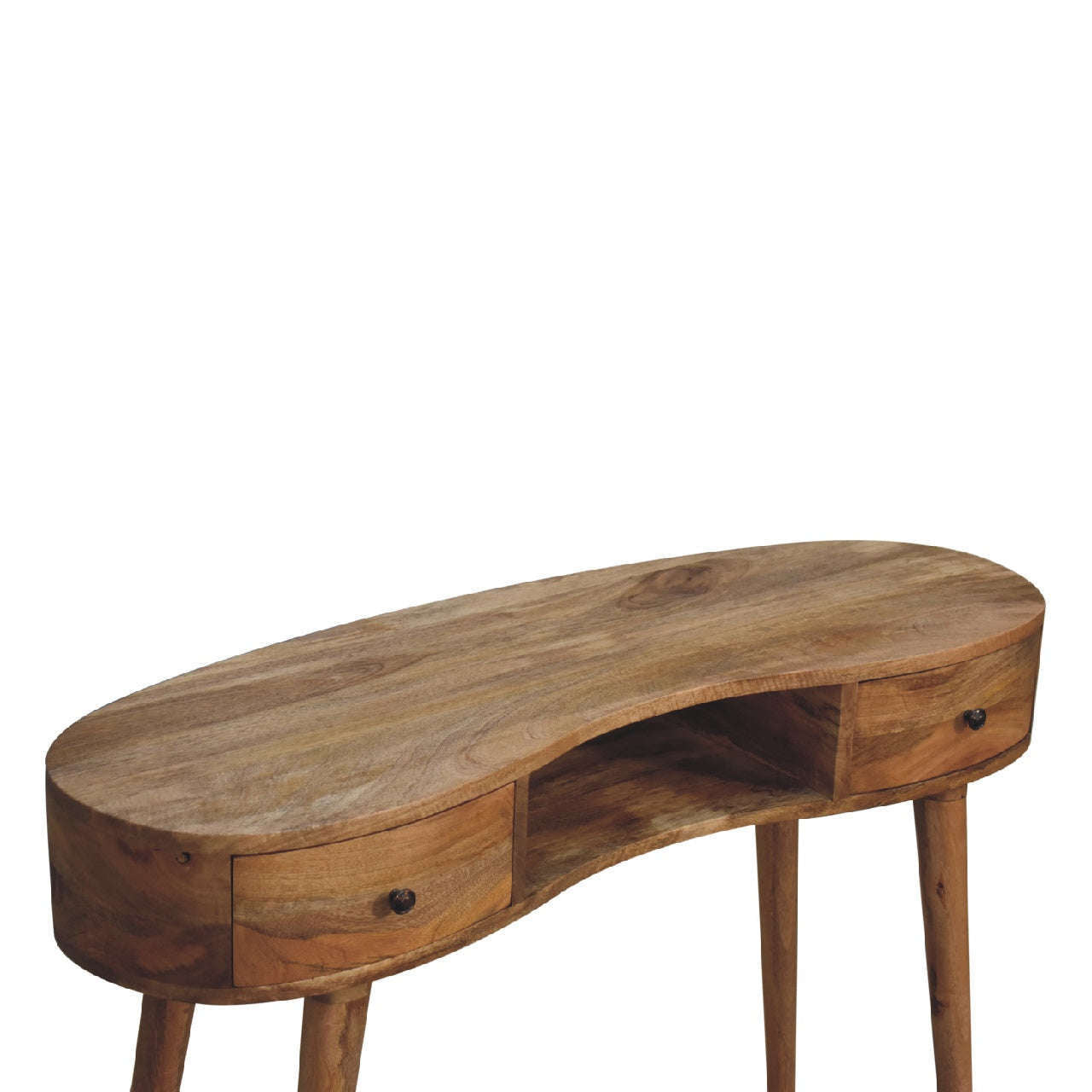 Ashpinoke:Oak-ish Wave Writing Desk with 2 Drawers-Desks-Artisan