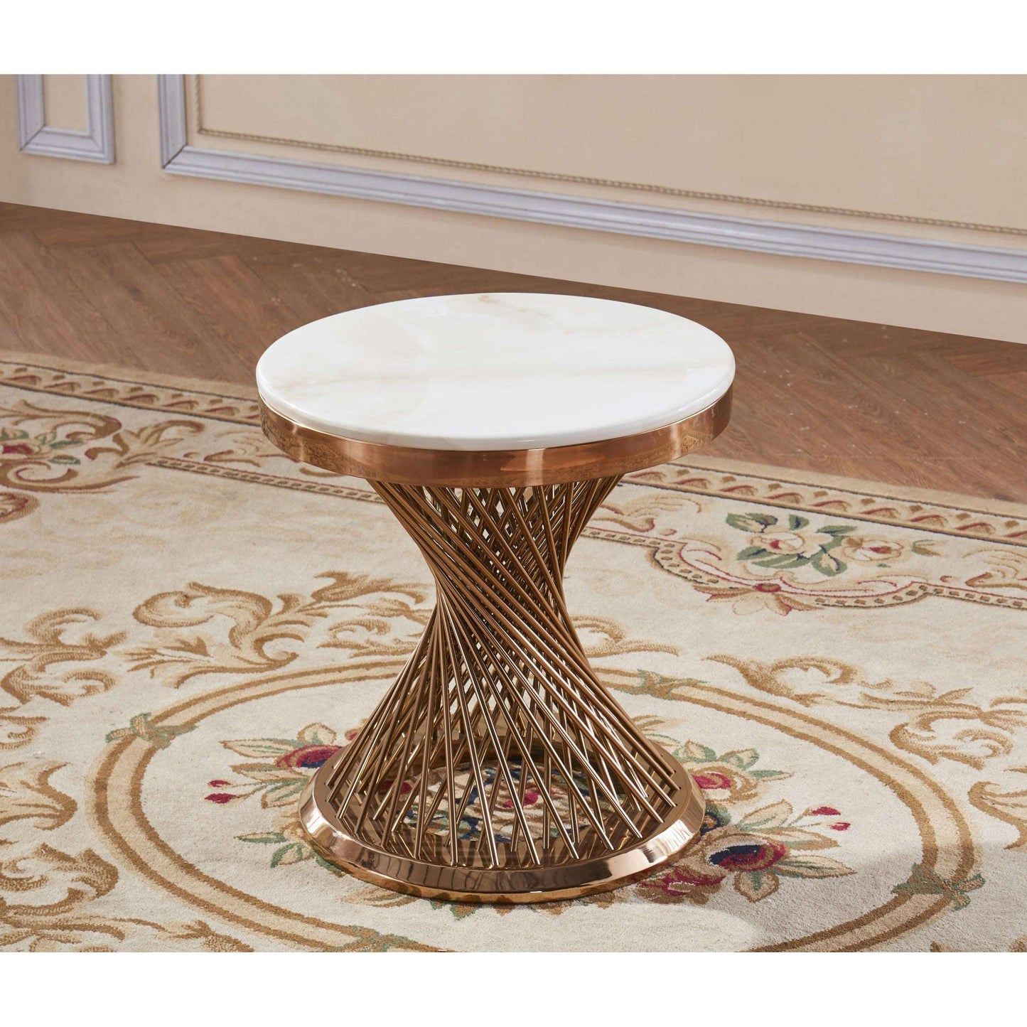 Ashpinoke:Pescara Marble Lamp Table with Stainless Steel Base-Lamp Tables-Heartlands Furniture