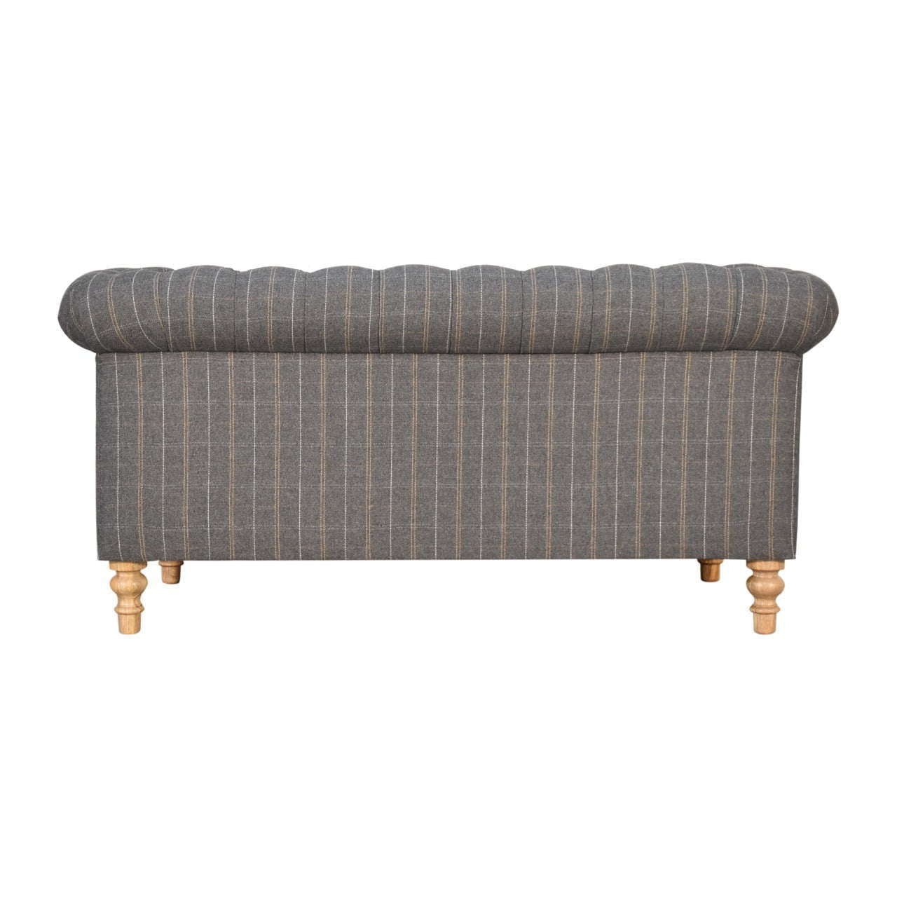 Ashpinoke:Pewter Tweed Chesterfield 2 Seater Sofa-Sofas-Artisan