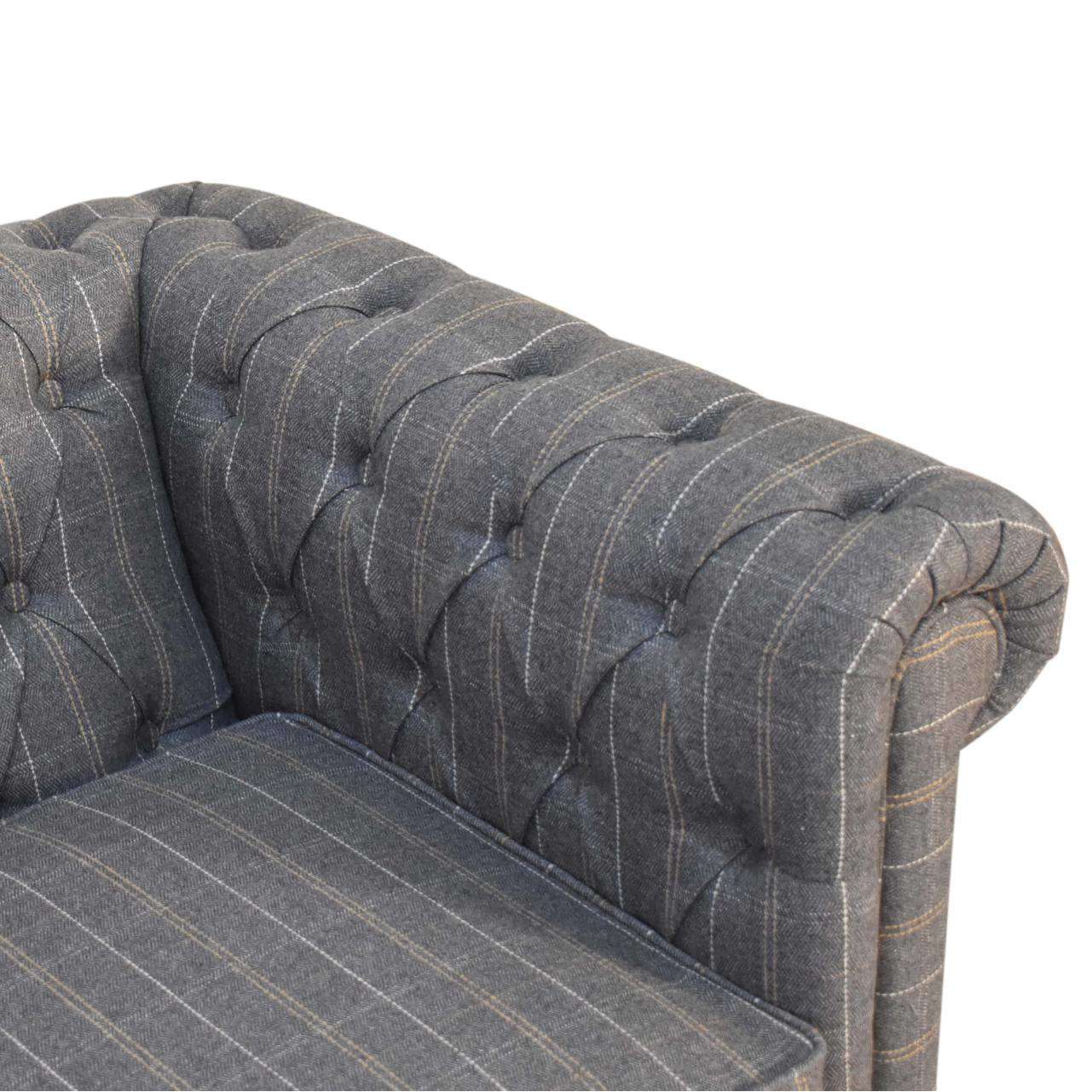 Ashpinoke:Pewter Tweed Chesterfield 2 Seater Sofa-Sofas-Artisan