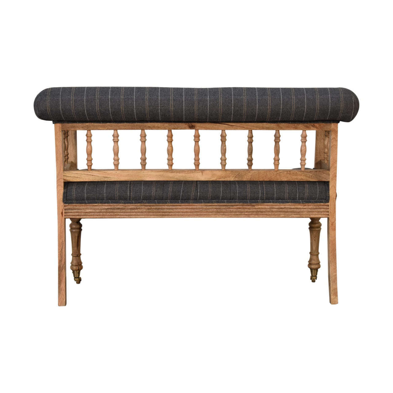 Ashpinoke:Pewter Tweed Deep Button Hallway Bench-Benches-Artisan