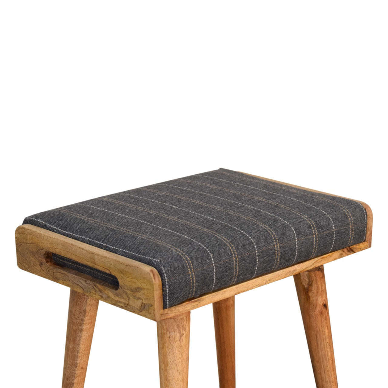 Ashpinoke:Pewter Tweed Tray Style Footstool-Footstools-Artisan