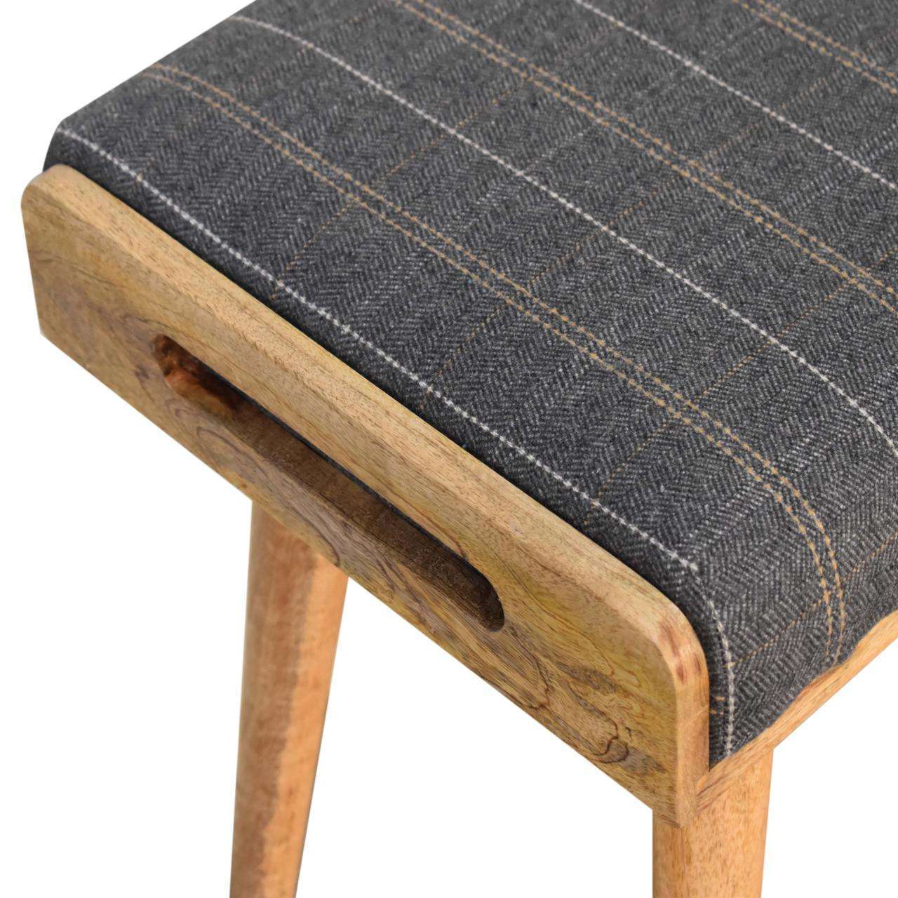 Ashpinoke:Pewter Tweed Tray Style Footstool-Footstools-Artisan