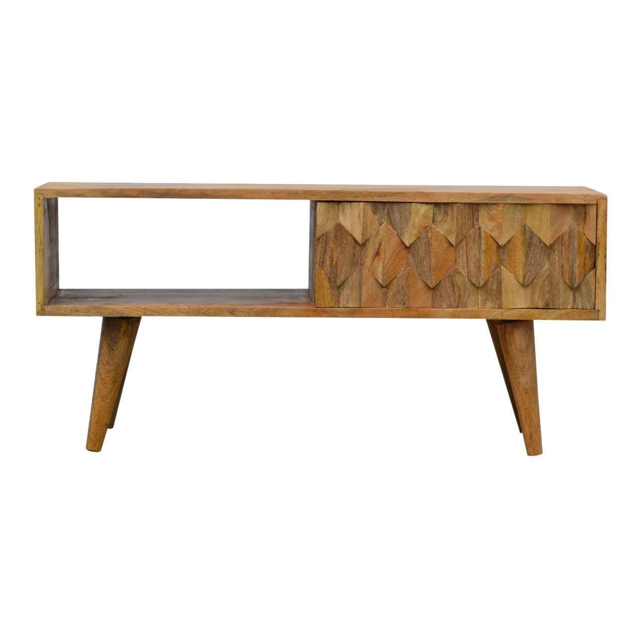 Ashpinoke:Pineapple Carved Media Unit with Sliding Door-Media Units-Artisan