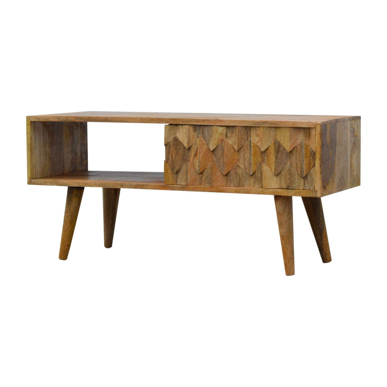 Ashpinoke:Pineapple Carved Media Unit with Sliding Door-Media Units-Artisan