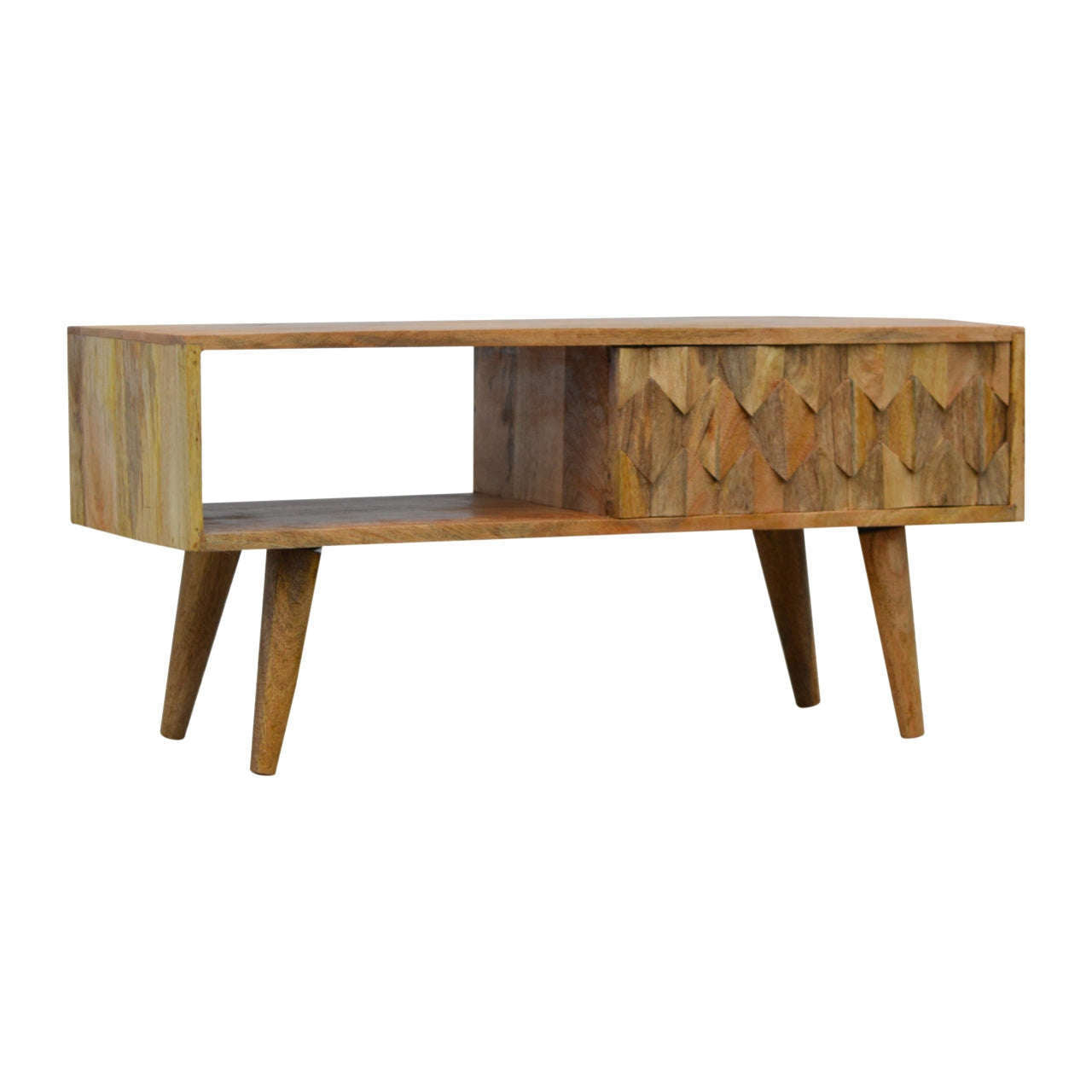 Ashpinoke:Pineapple Carved Media Unit with Sliding Door-Media Units-Artisan