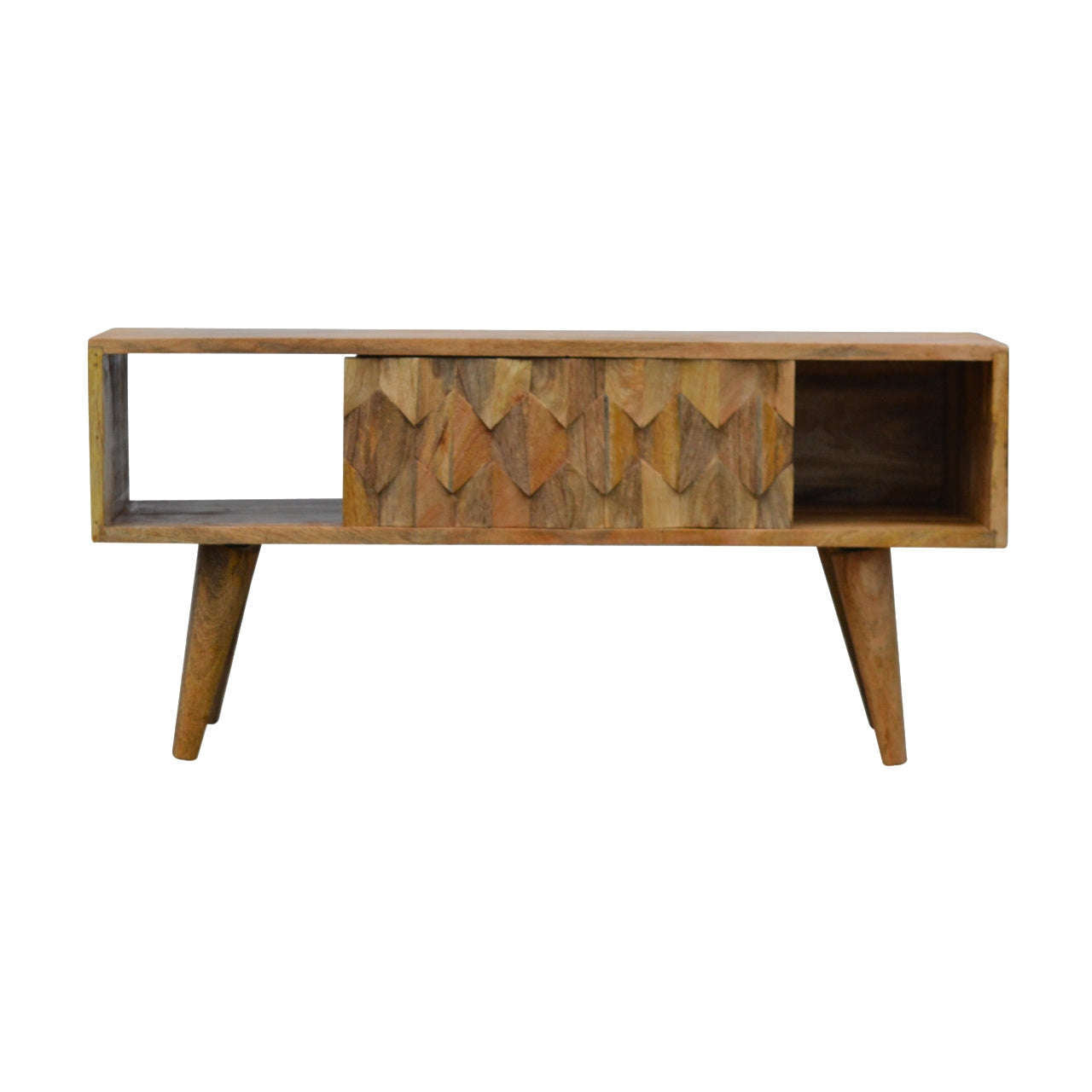 Ashpinoke:Pineapple Carved Media Unit with Sliding Door-Media Units-Artisan