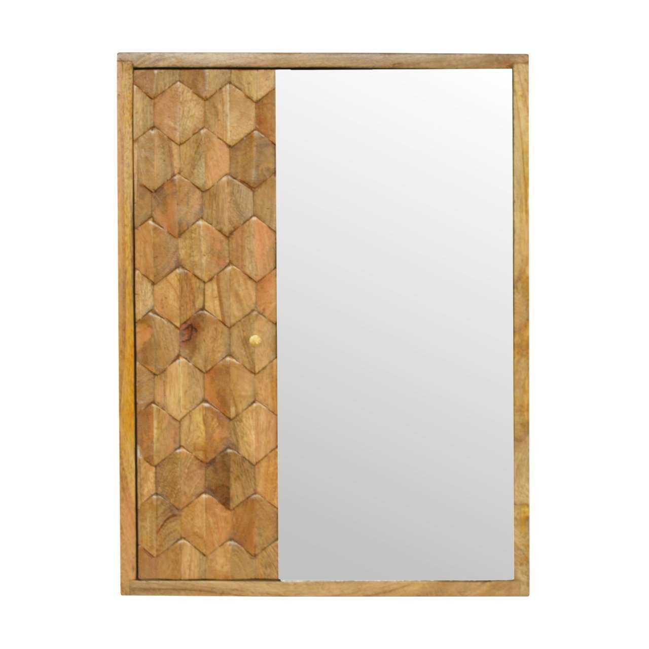 Ashpinoke:Pineapple Carved Sliding Wall Mirror Cabinet-Cabinets-Artisan