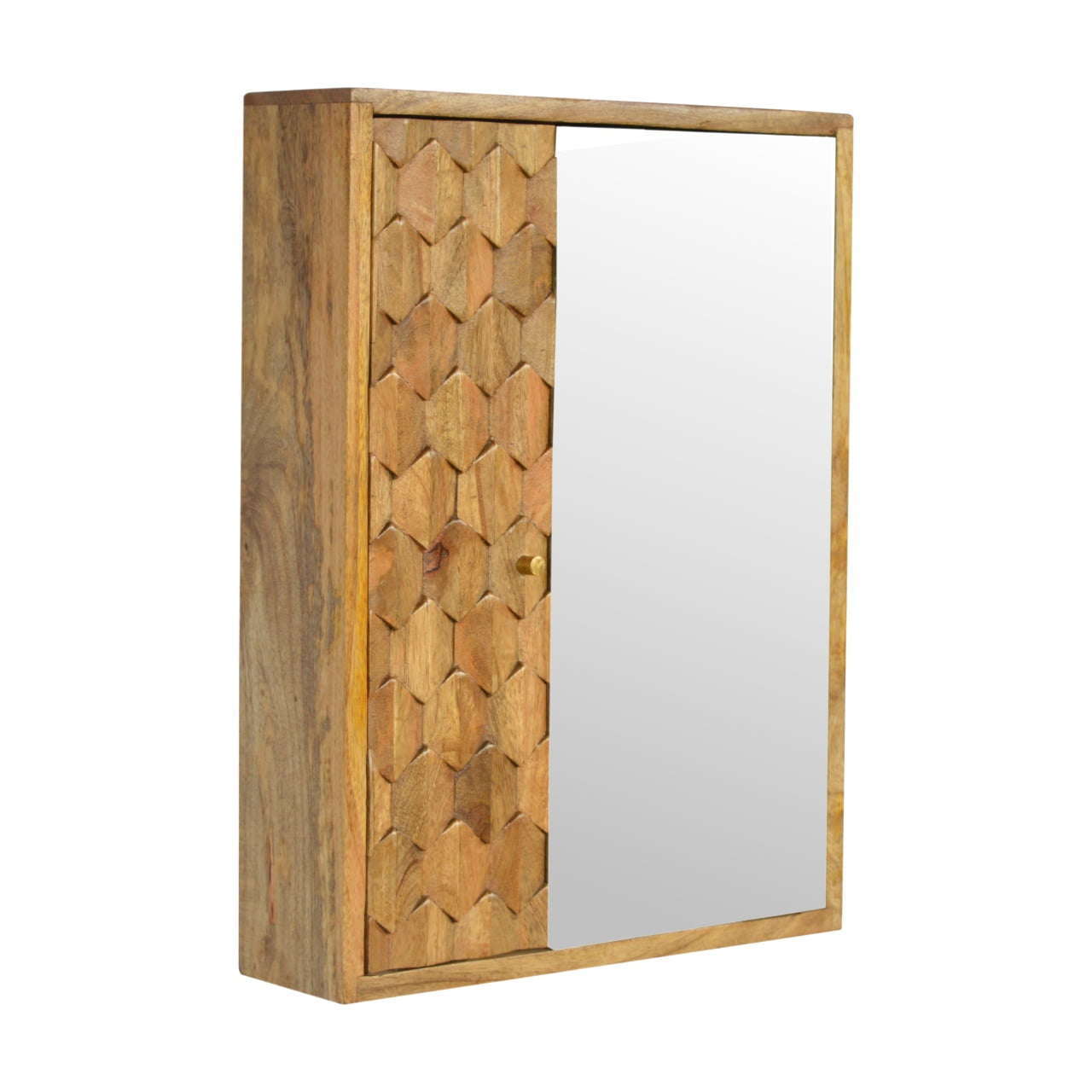 Ashpinoke:Pineapple Carved Sliding Wall Mirror Cabinet-Cabinets-Artisan