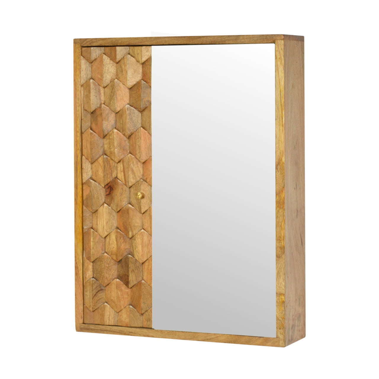 Ashpinoke:Pineapple Carved Sliding Wall Mirror Cabinet-Cabinets-Artisan