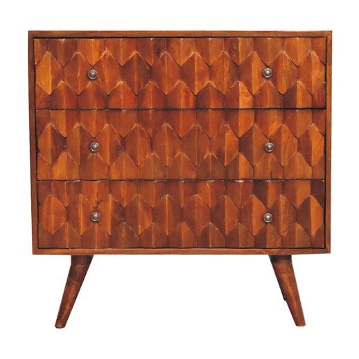 Ashpinoke:Pineapple Chestnut Carved Chest-Chests and Drawers-Artisan