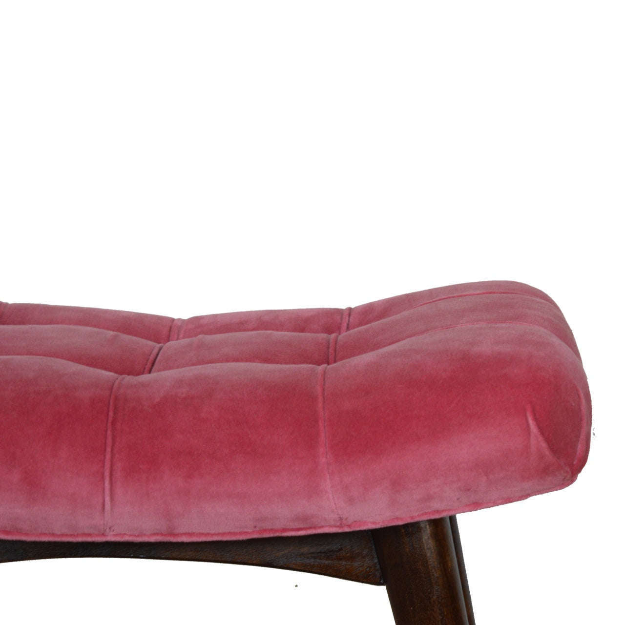 Ashpinoke:Pink Cotton Velvet Curved Bench-Benches-Artisan