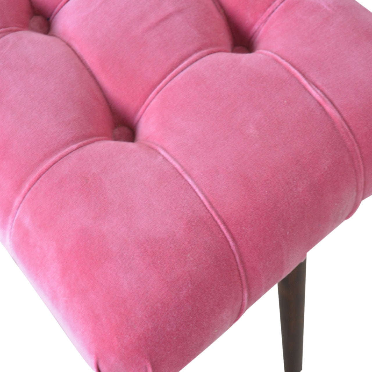 Ashpinoke:Pink Cotton Velvet Curved Bench-Benches-Artisan