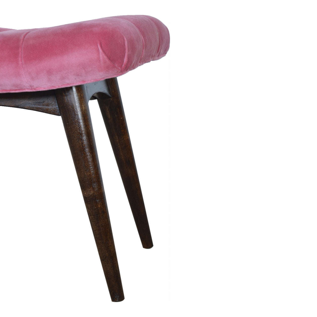 Ashpinoke:Pink Cotton Velvet Curved Bench-Benches-Artisan